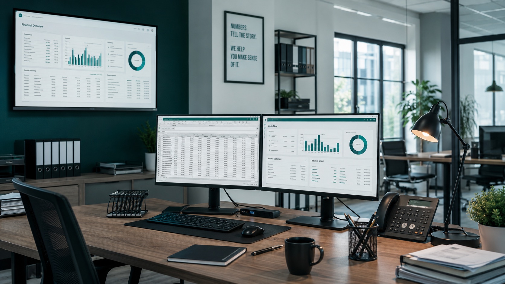 EarthOne accounting office with dual monitor setup